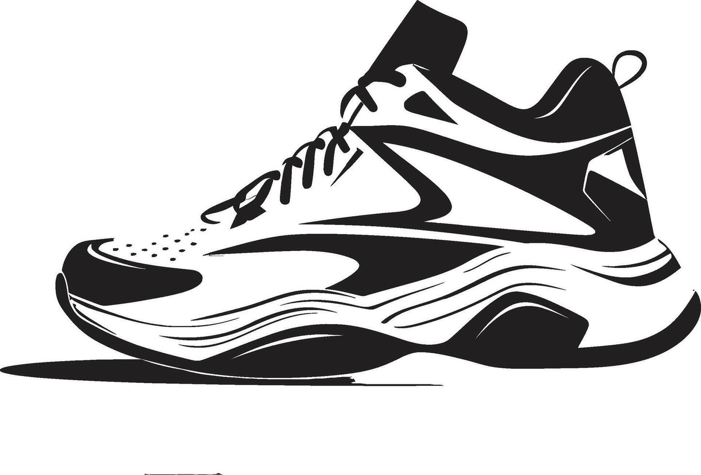 Mystic Marathon Intriguing Shoe Graphic Ebony Endurance Refined Black Sports Shoe vector