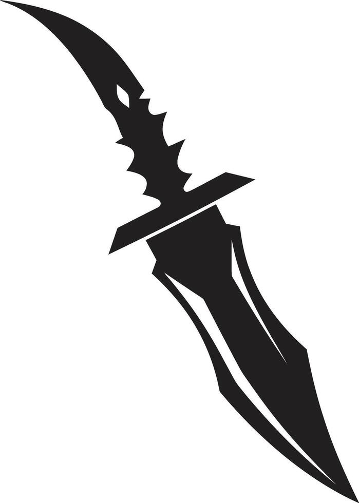 Noir Nightfall Stylish Abstract Combat Knife Element Shadow Shiv Elegant Black Knife Illustration vector