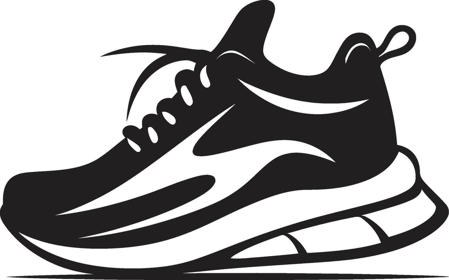 Ebony Endurance Refined Black Shoe Design Chic Athletic Chic Modern Sports Shoe Graphic vector