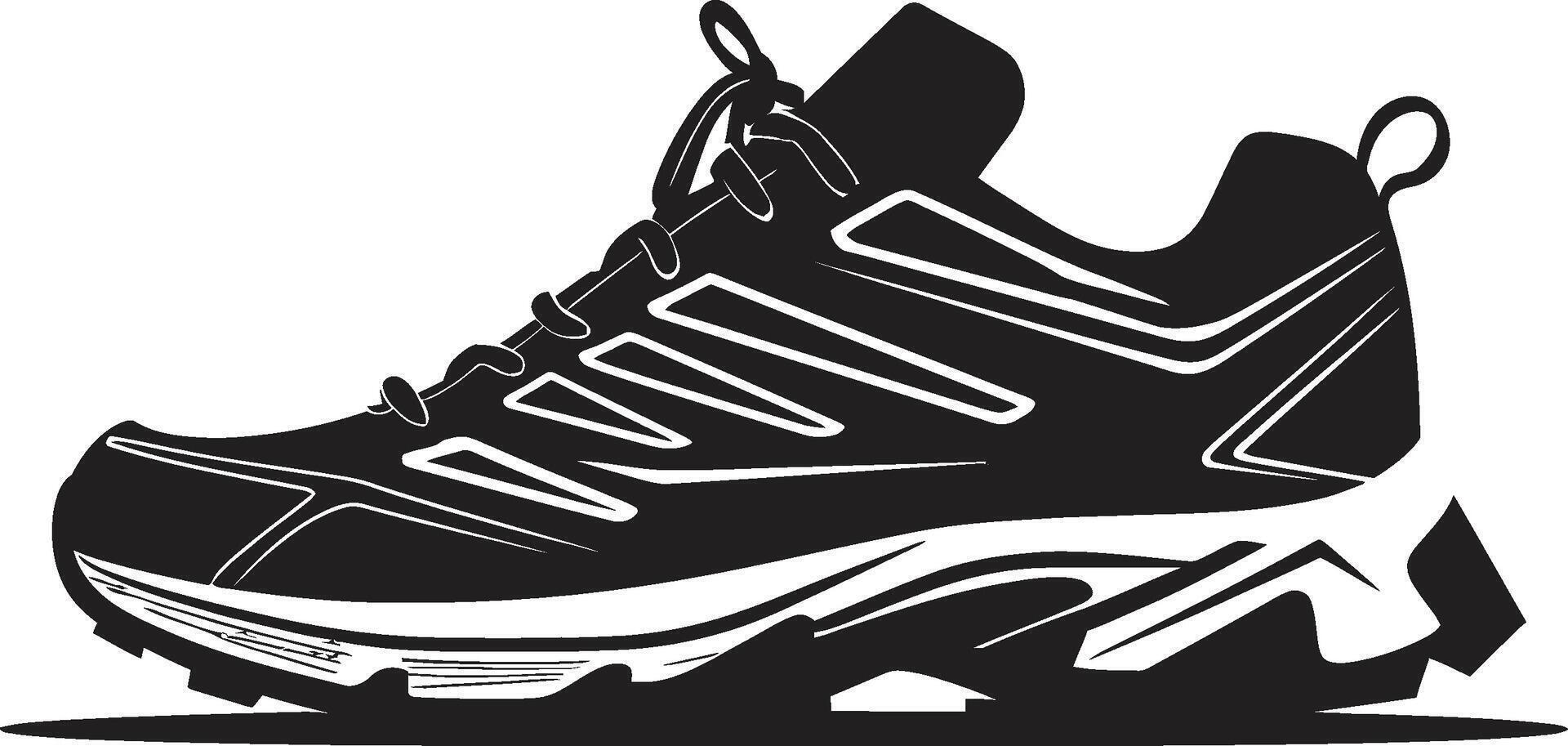 Shadow Sprinter Chic Sports Shoe Element Gothic Glide Sophisticated Black Shoe Graphic vector