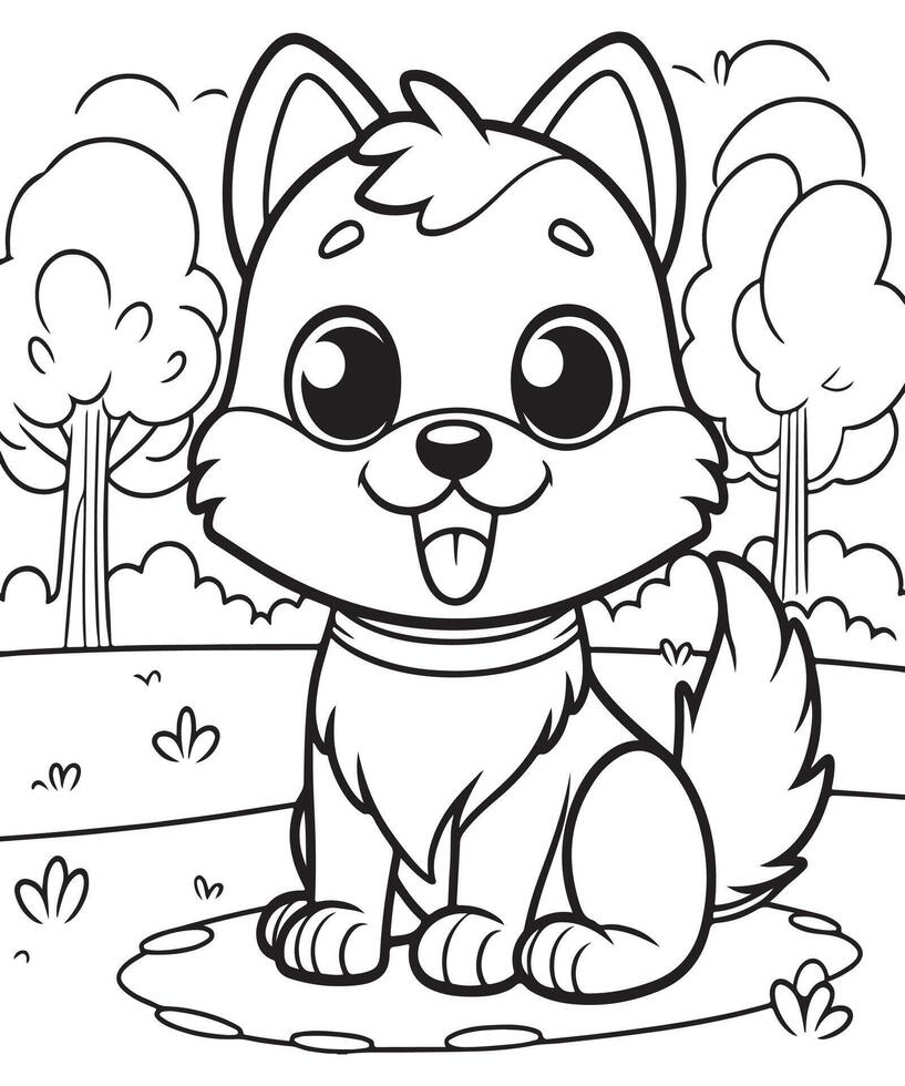 cute puppy coloring page illustration vector