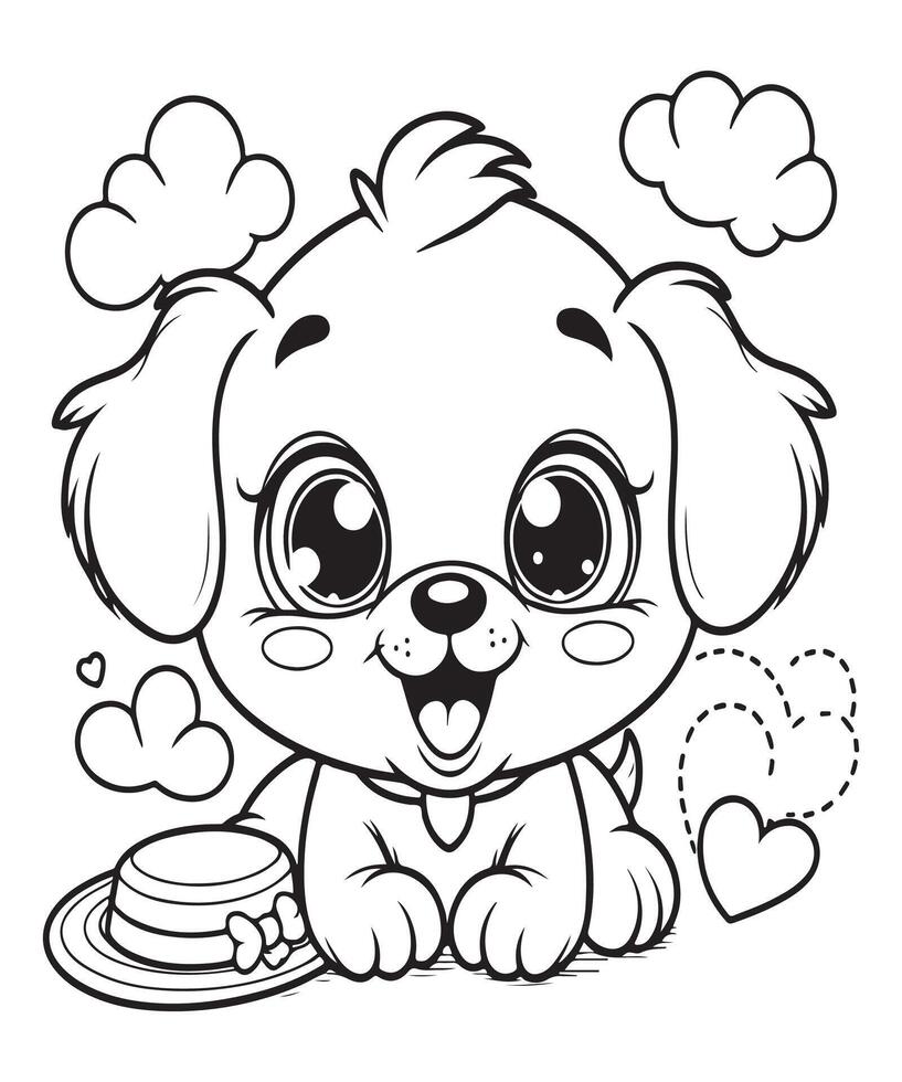 cute puppy coloring page illustration vector