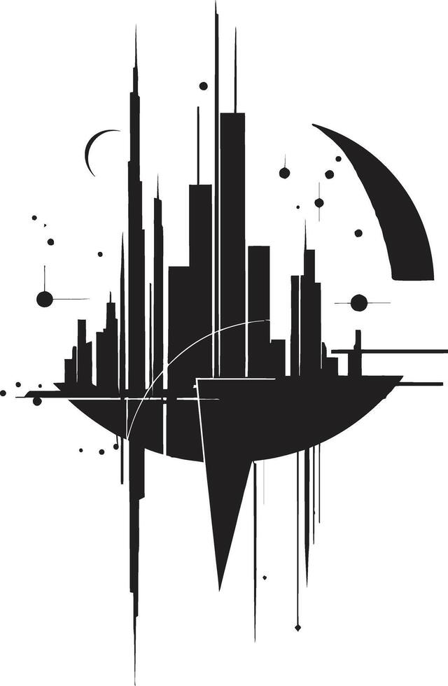 Chic Urban Utopia Modern Black Structure Shadowed Structures Elegant Architecture Graphic vector