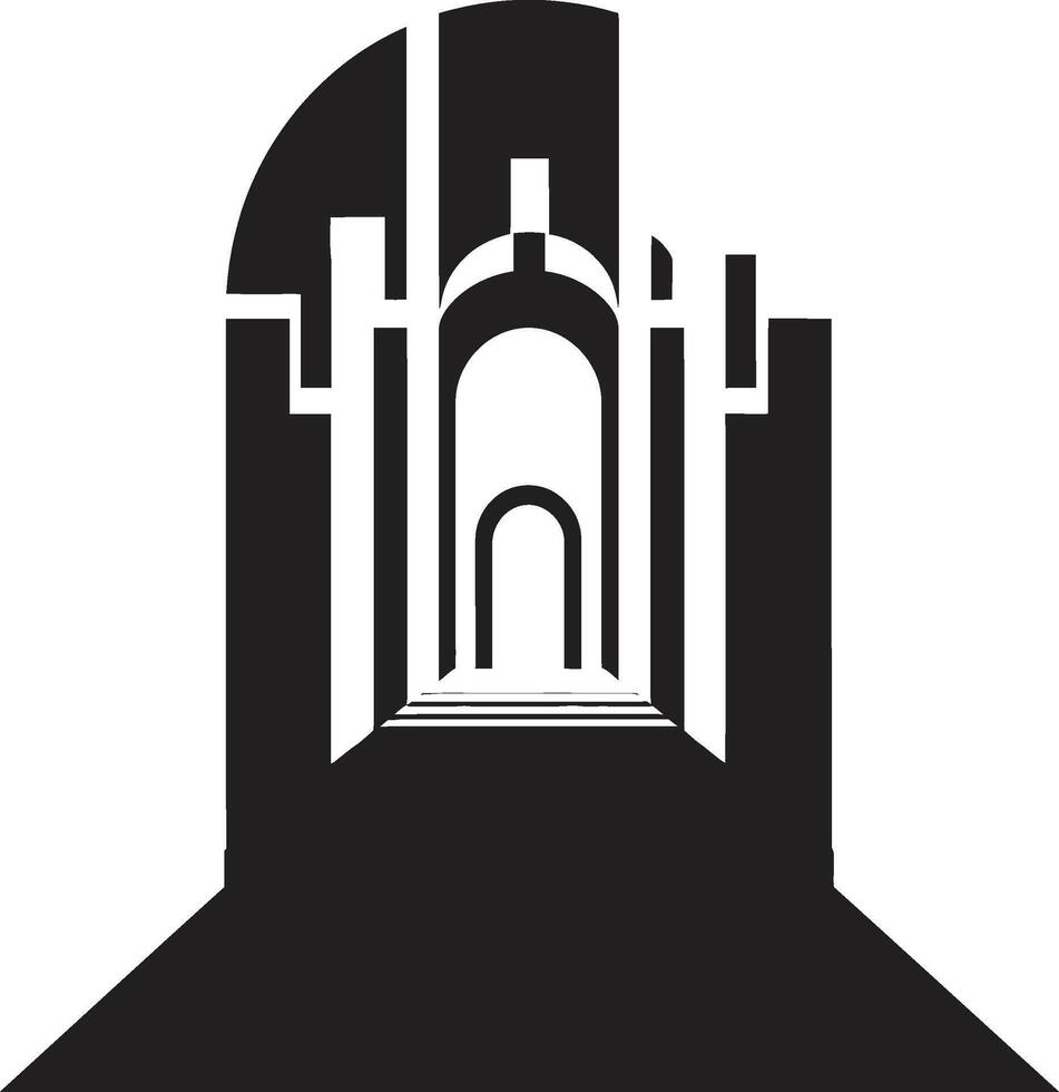 Chic Urban Unity Modern Building Icon Shadowed Skylines Elegant Black Architecture Design vector