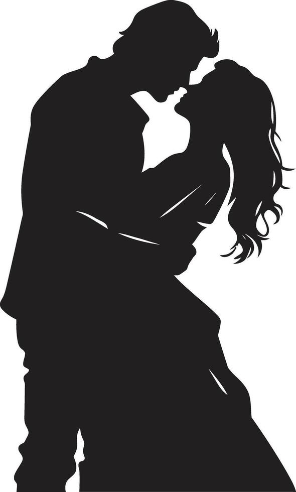 Midnight Romance Intimate Moment Icon Eternal Bond Black Couple Design vector