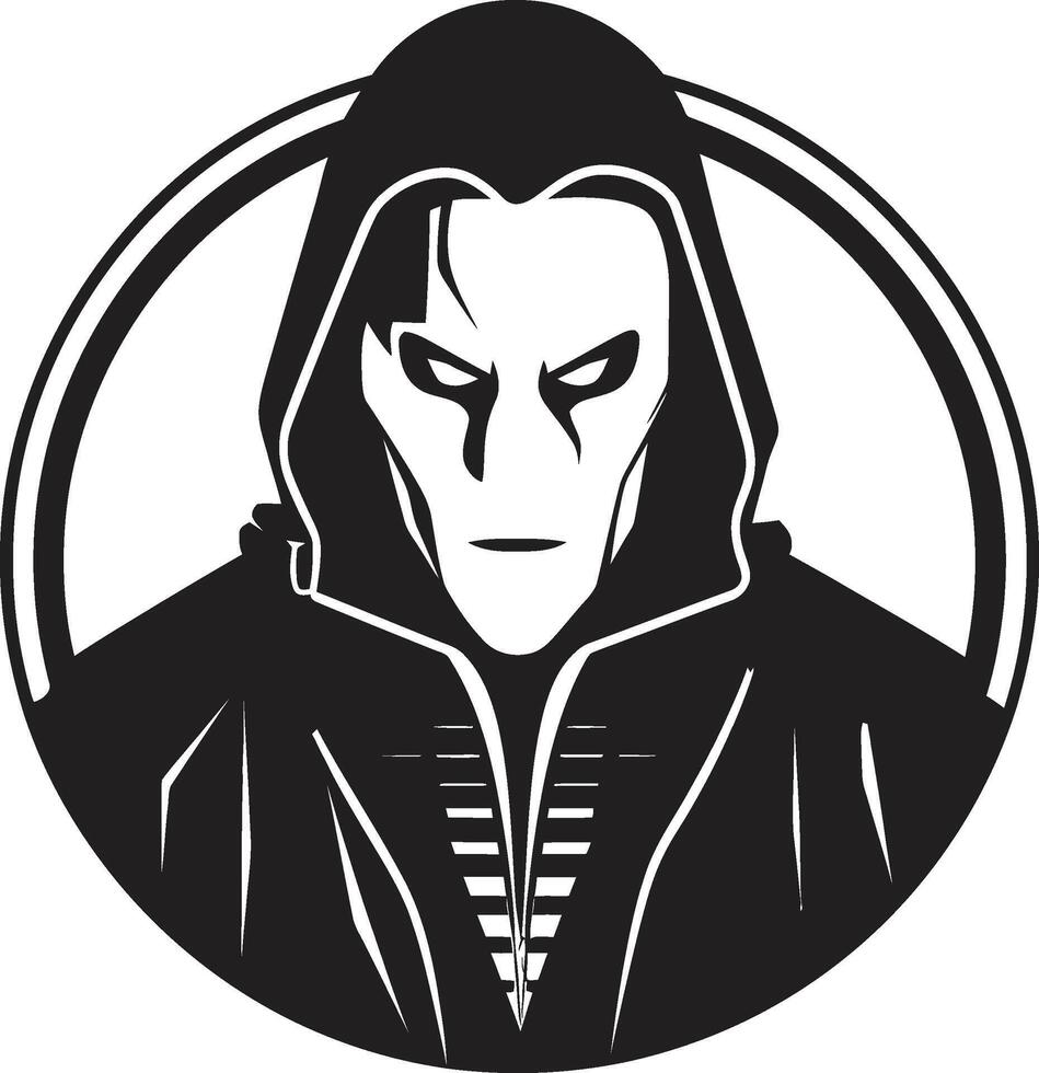 Techno Trickster Digital Cyber Thief Icon Virtual Vandal Sinister Thief Symbol vector