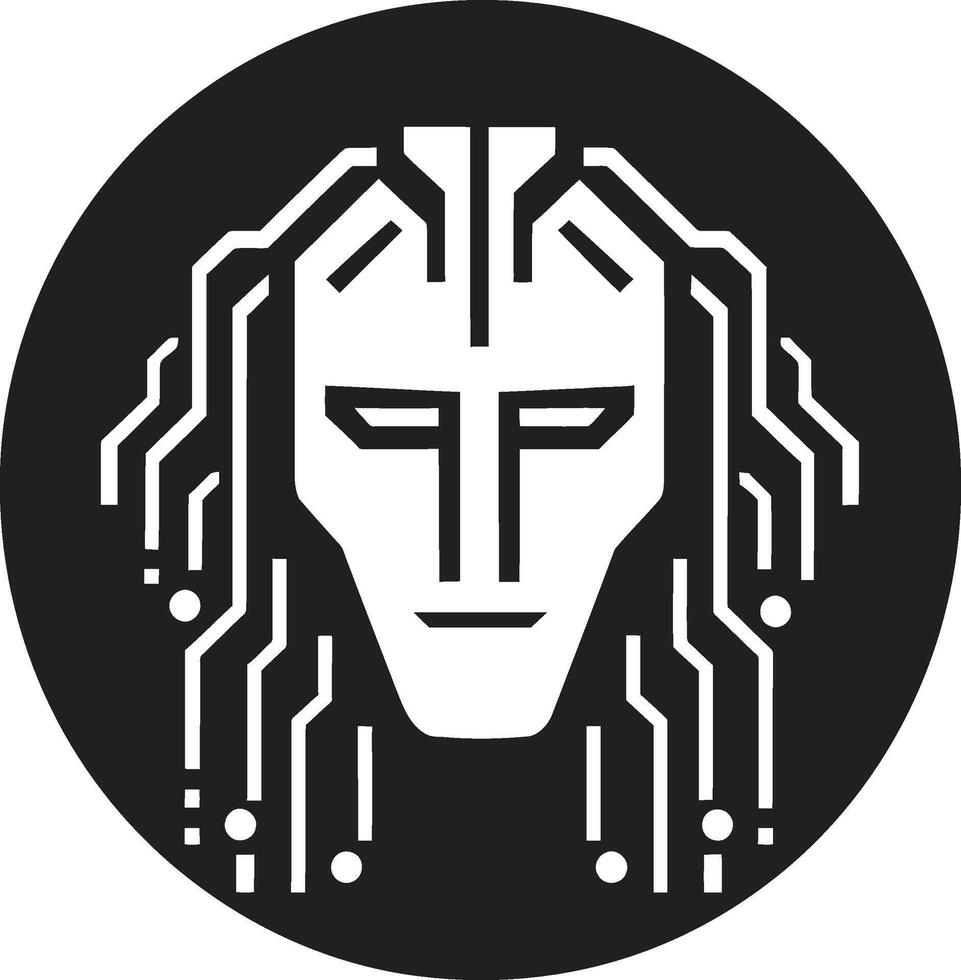 Techno Trickster Sinister Thief Graphic Binary Burglar Stealthy Cyber Thief Symbol vector