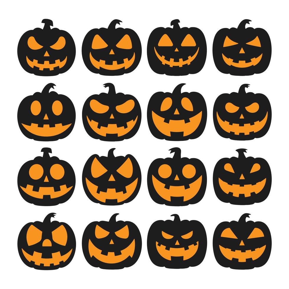 A set of Halloween pumpkins silhouette vector