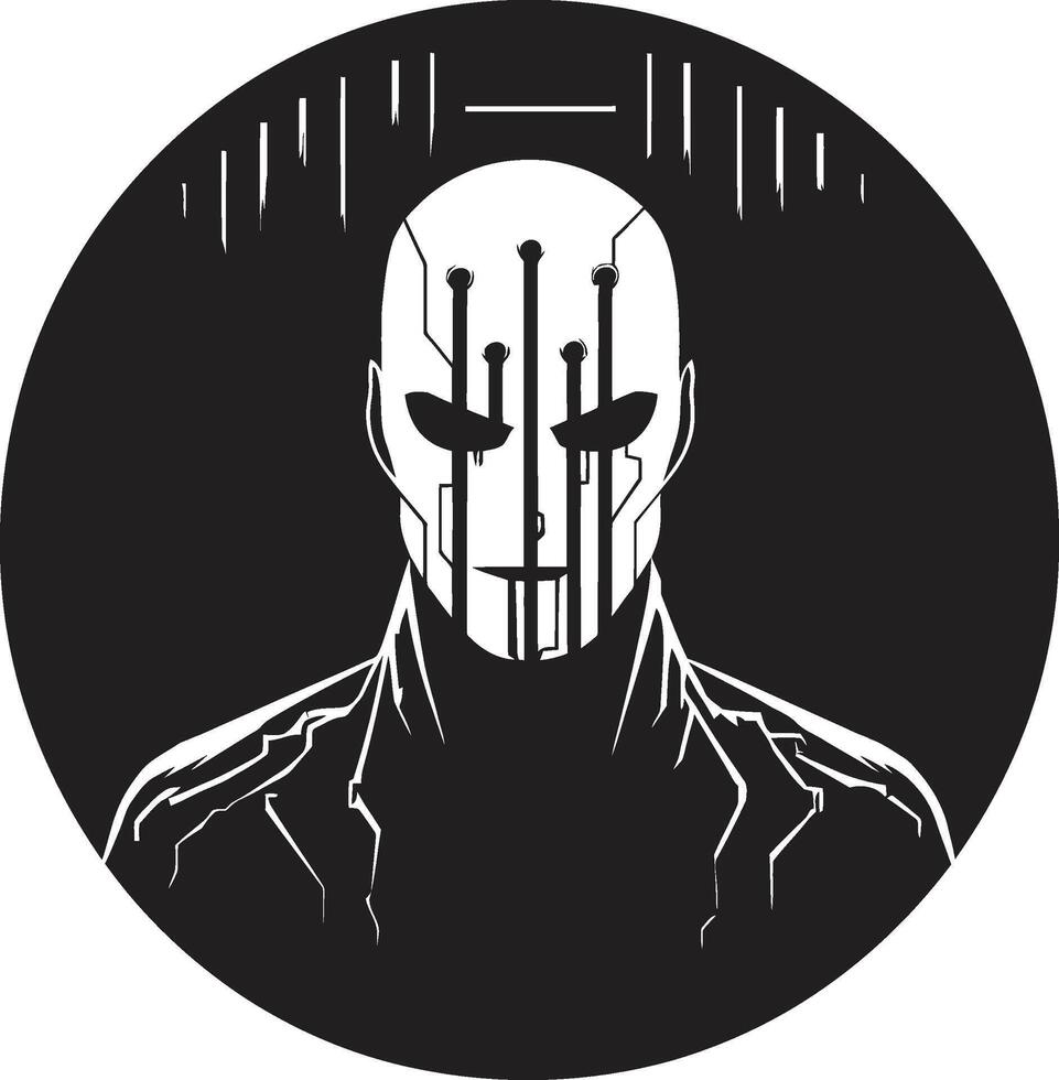 Binary Bandit Sinister Thief Graphic Data Deviant Digital Cyber Thief Symbol vector