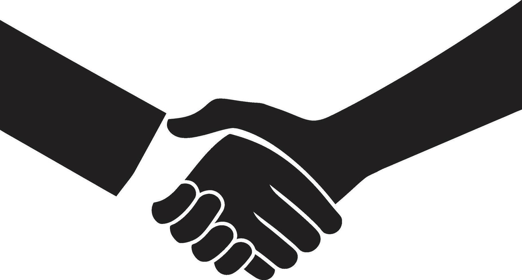 Solidarity Seal Handshake Icon in Noir Formal Concord Black Handshake Graphic Design vector