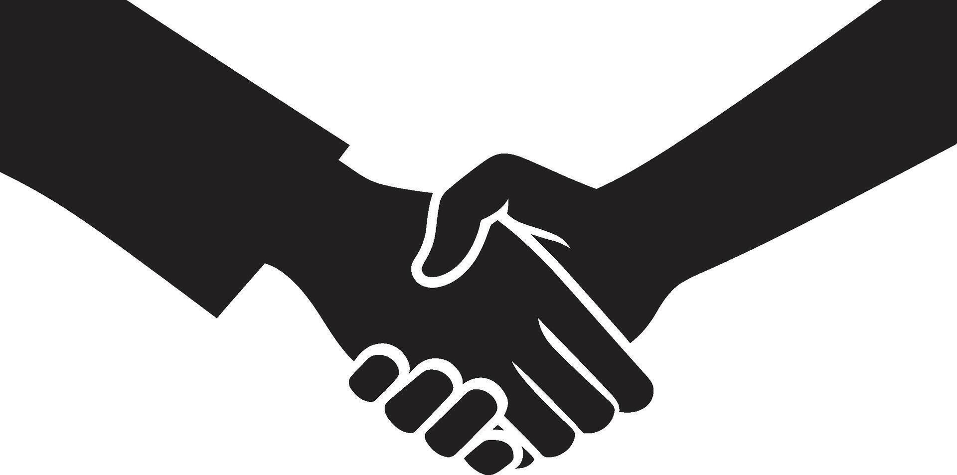 Formal Accordance Black Handshake Icon Design Bond of Alliance Handshake Graphic in Black vector