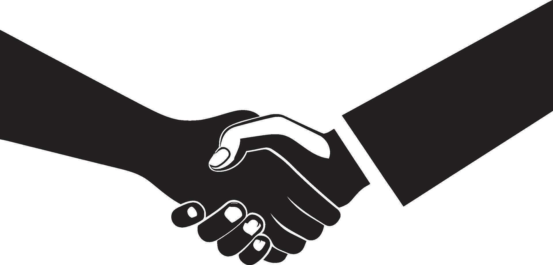 Solidarity Seal Handshake Icon in Noir Formal Concord Black Handshake Graphic Design vector