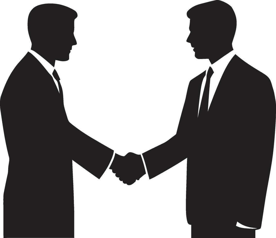 Solidarity Seal Handshake Icon in Noir Formal Concord Black Handshake Graphic Design vector