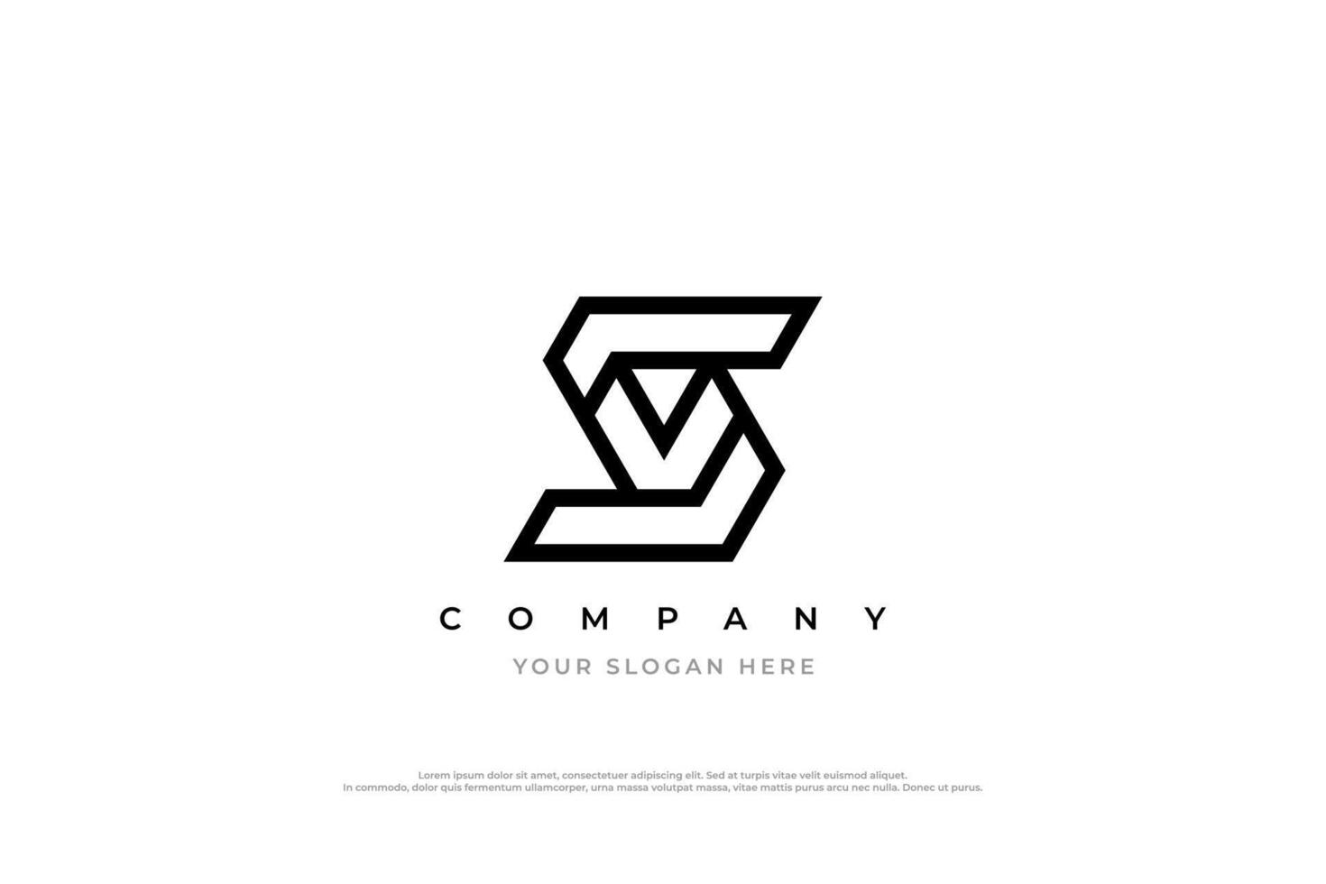 VS or SV Letter Logo Design vector