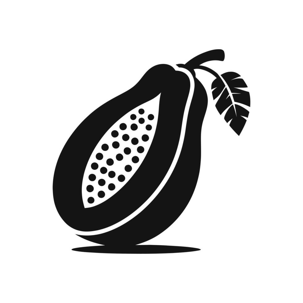 Silhouette Illustration of Papaya - Isolated Tropical Fruit Design vector
