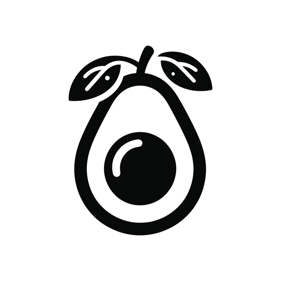 Black and White Avocado Clipart - Ideal for Nutrition and Wellness Projects vector