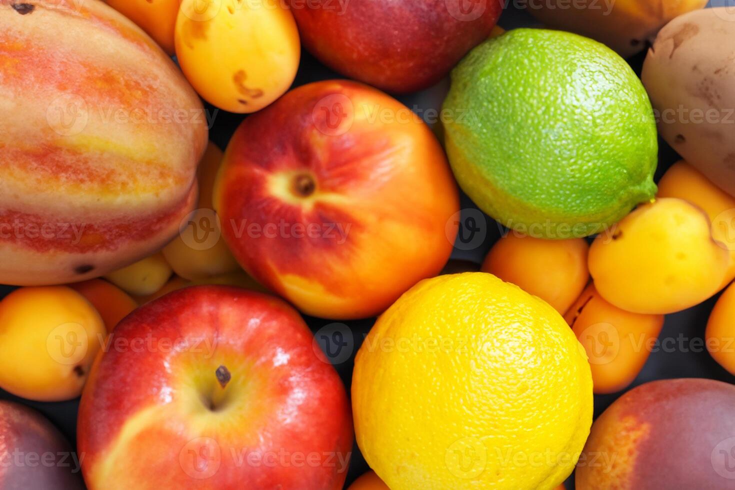 Beautiful Tropical Fruits Background A Luscious Display of Nature's Bounty, Featuring an Abundance of Colorful and Exotic Fruits Against a Vibrant and Refreshing Backdrop photo