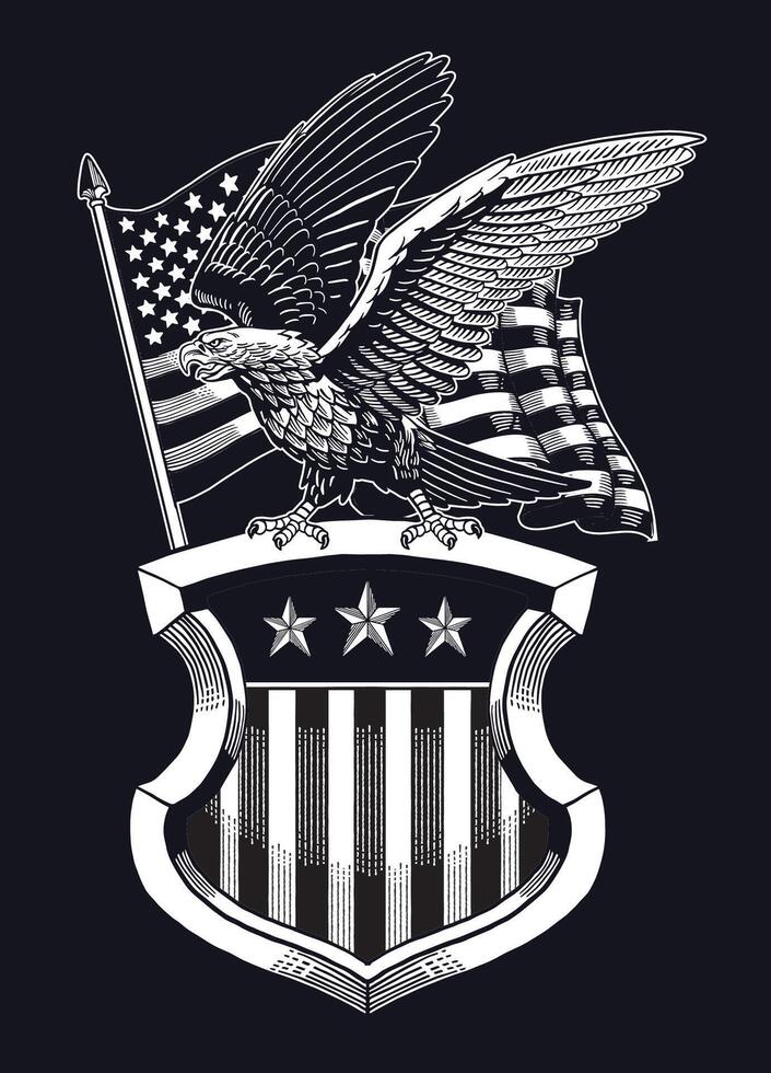 American Eagle Perched on the American Shield vector