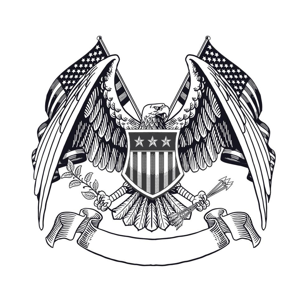 American Eagle hand drawn Illustration vector