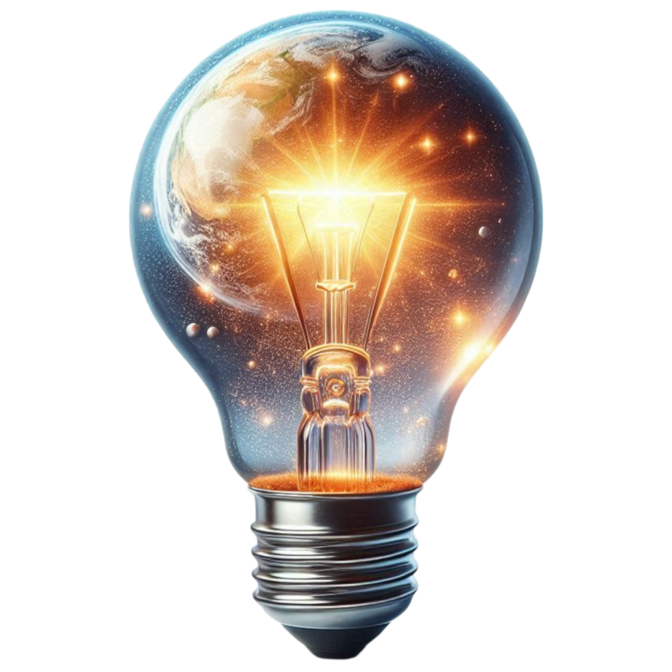 Generated Ai Light bulb with earth inside png