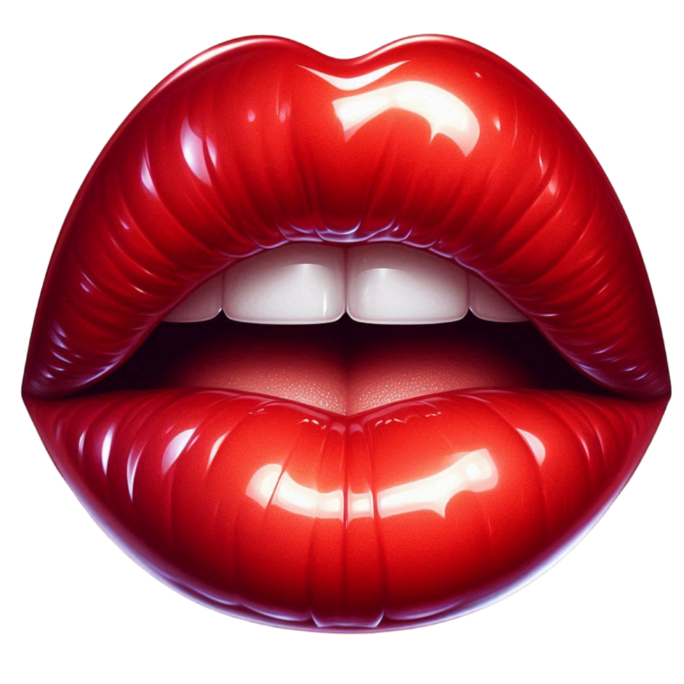 Generated Ai A close-up of red lips with white teeth png