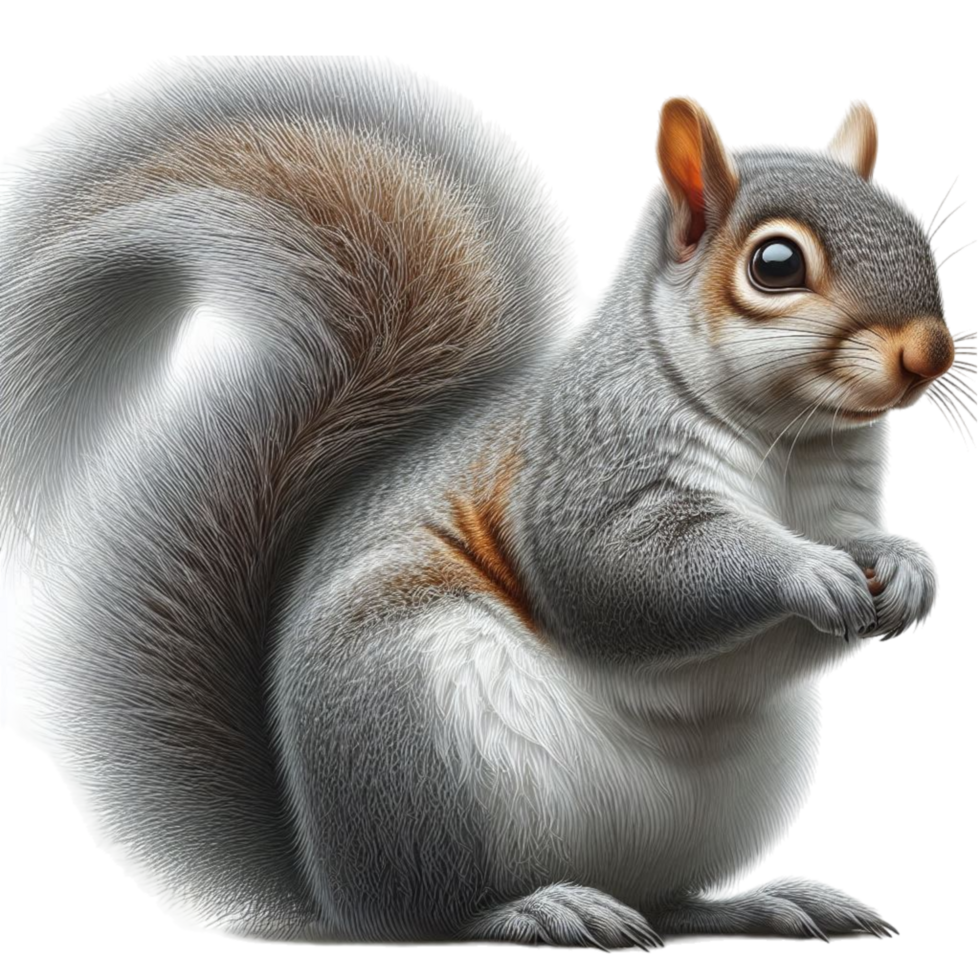 Generated Ai A gray squirrel standing on its hind legs in a natural setting png
