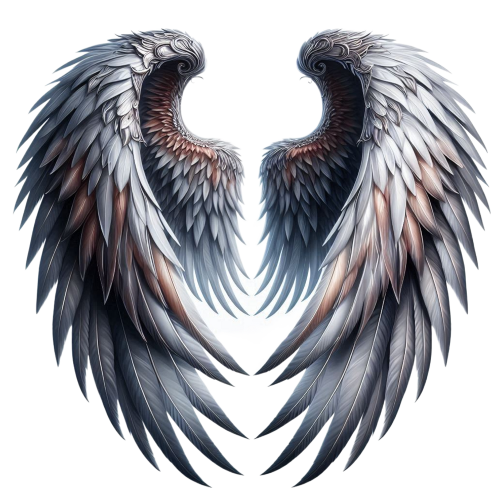 Generated Ai White feathers on two large wings png