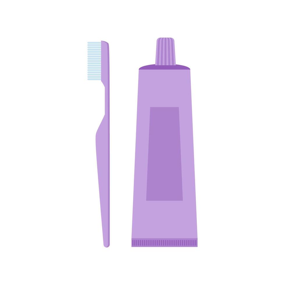 Dental brush with tooth paste flat design illustration isolated on white background. toothbrushes and toothpaste for promoting dental care products, or illustrating oral hygiene practices vector