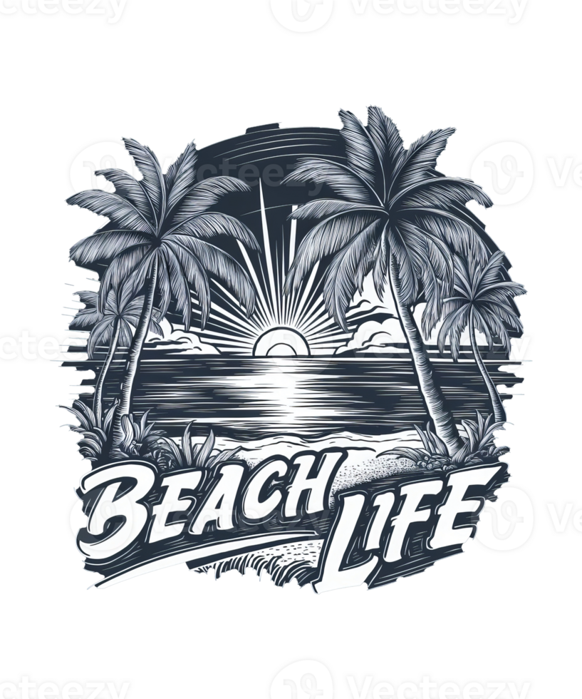 Beach life travel t-shirt design template png