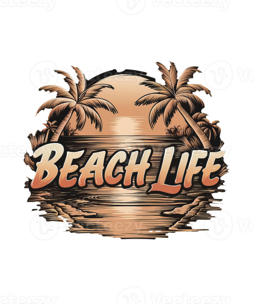 Beach life travel t-shirt design template png