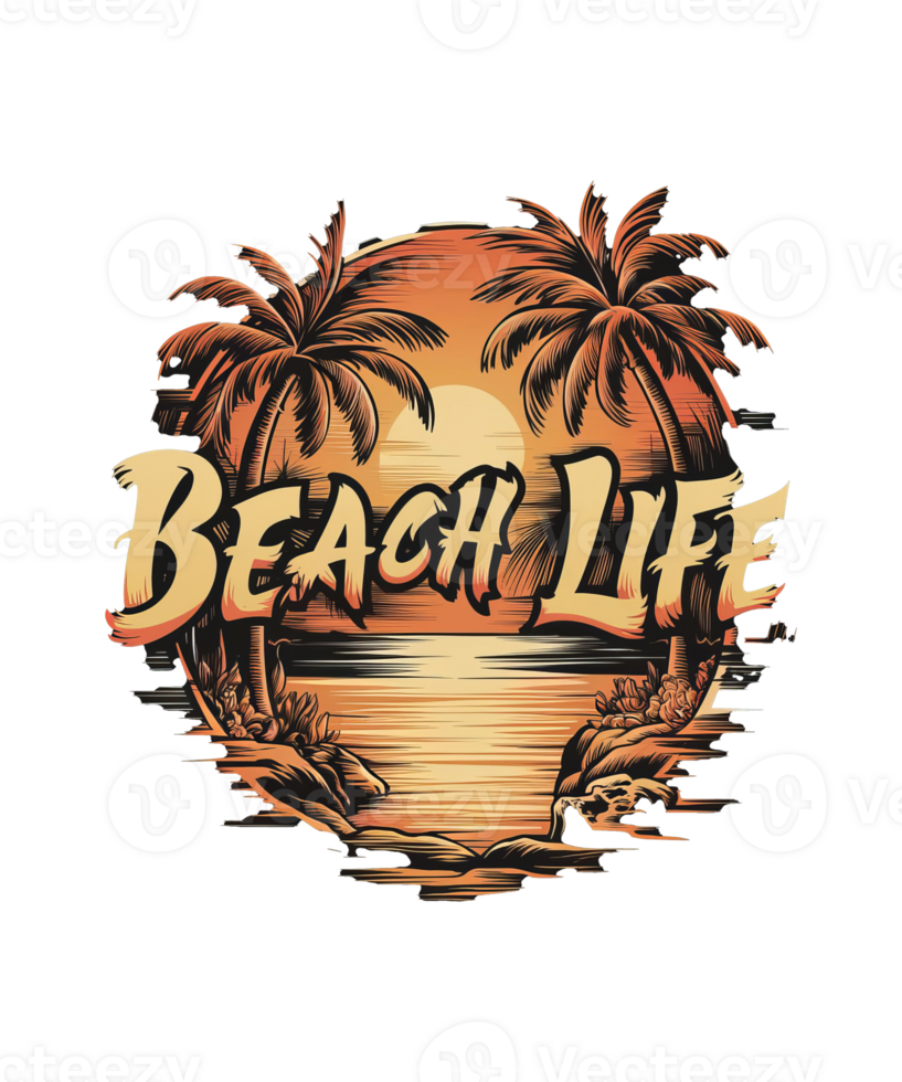 Beach life travel t-shirt design template png