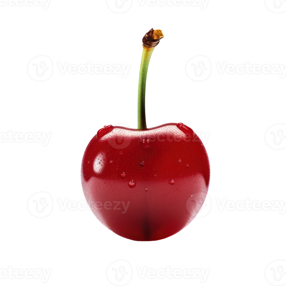 Single Red Cherry with Dew. Isolated On Background png
