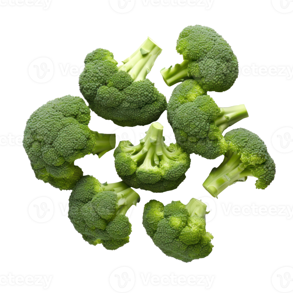 Pile of Healthy Green Broccoli Florets, Crisp And Fresh Broccoli. Isolated on Background png