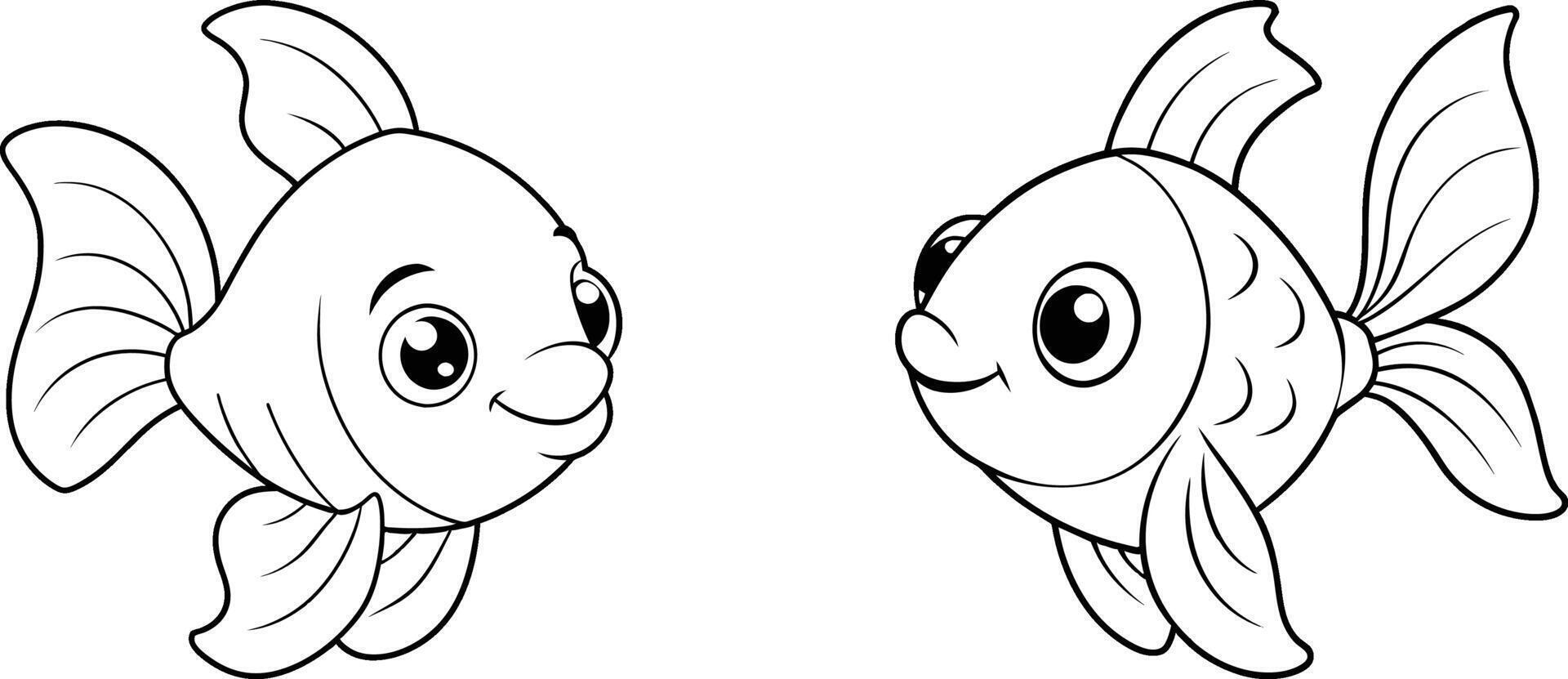 two cartoon fish illustration vector
