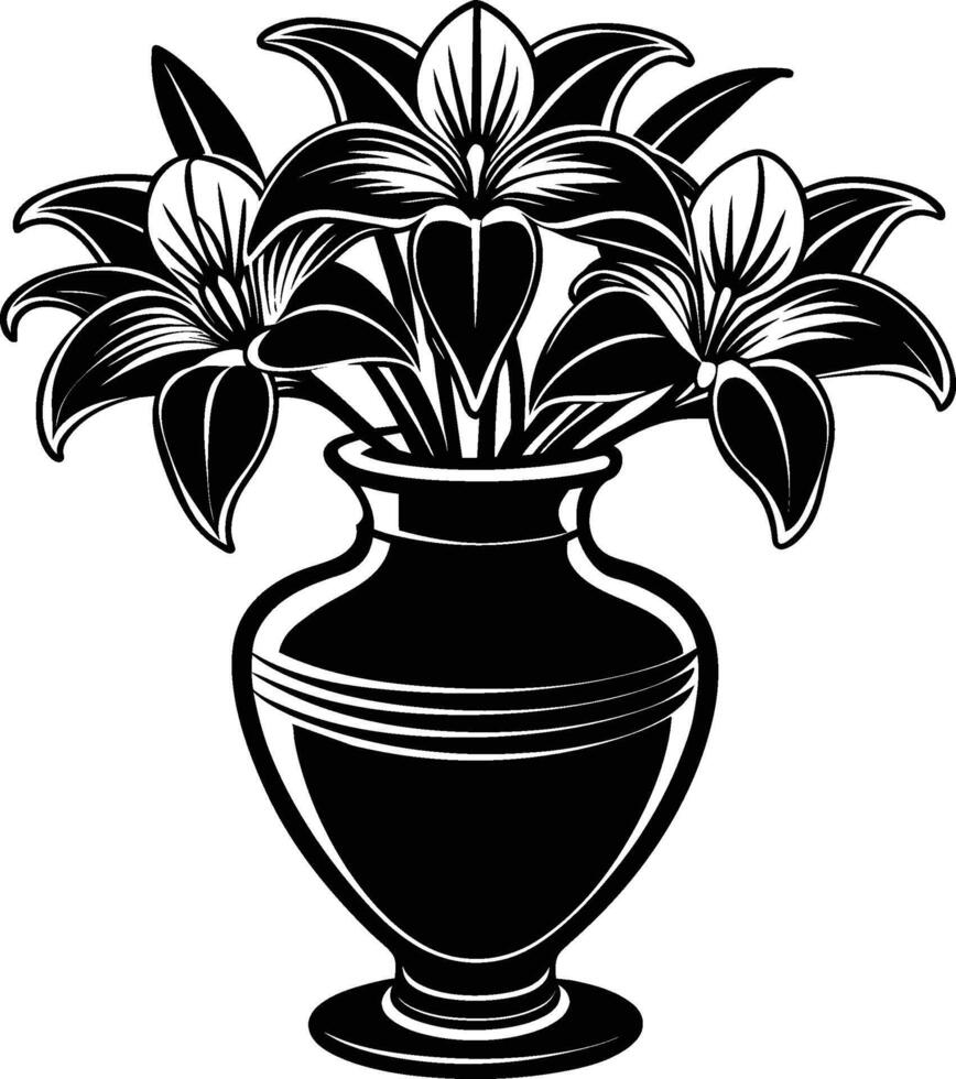 flower in a vase isolated on white background eps 10 vector
