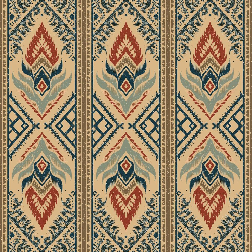 Ethnic abstract ikat art. Seamless pattern in tribal, folk embroidery, and Mexican style. Aztec geometric art ornament print.Design vector