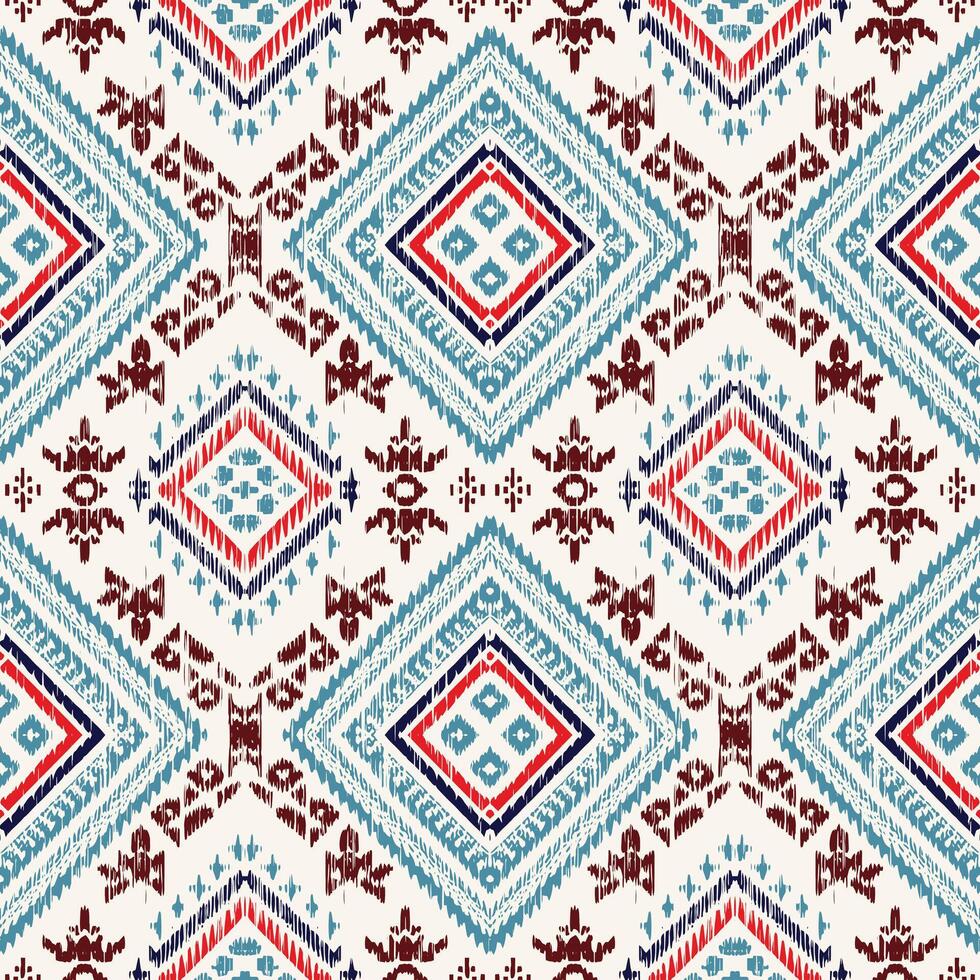 Ethnic abstract ikat art. Seamless pattern in tribal, folk embroidery, and Mexican style. Aztec geometric art ornament print.Design vector