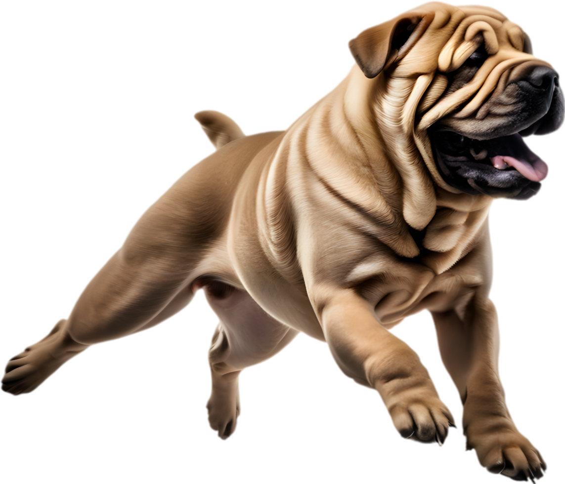 Sharpei dog, known for deep wrinkles. AI-Generated. png