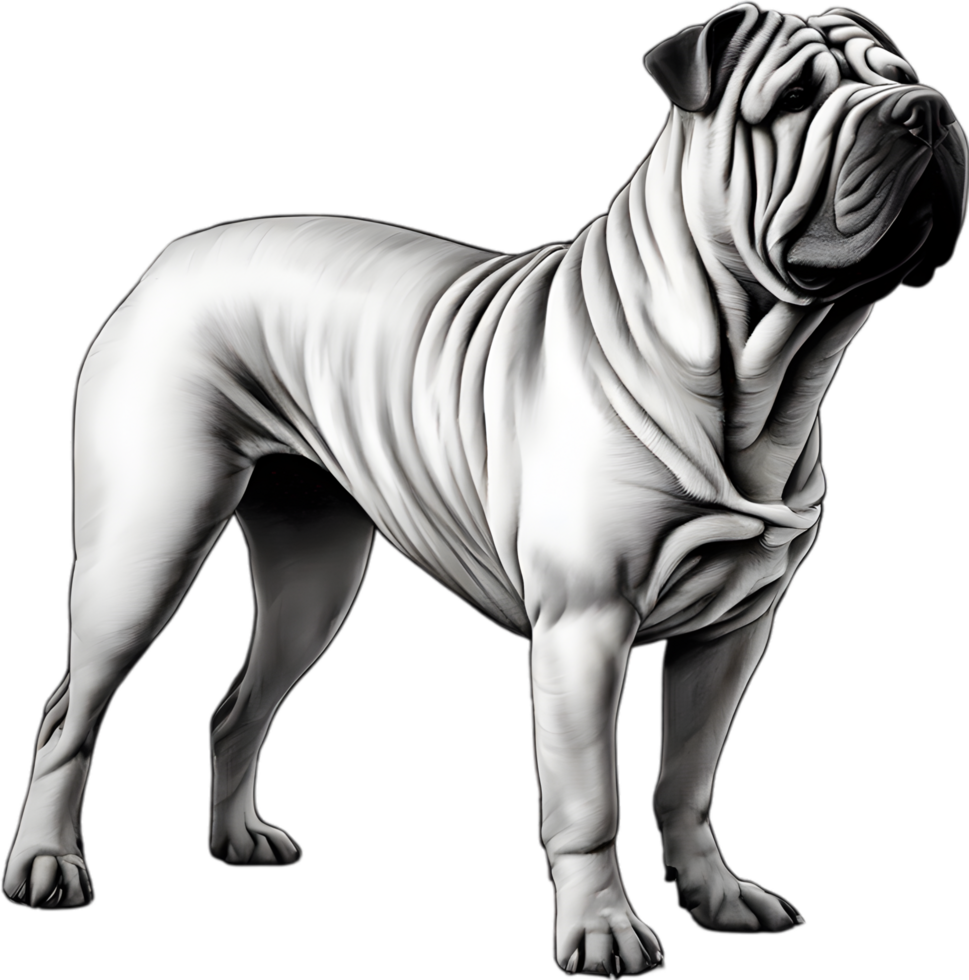 Sharpei dog, known for deep wrinkles. AI-Generated. png