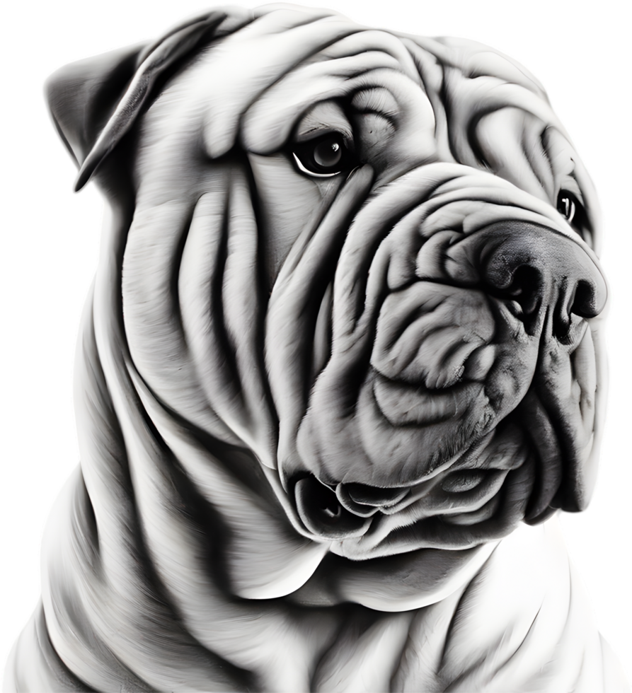 Sharpei dog, known for deep wrinkles. AI-Generated. png