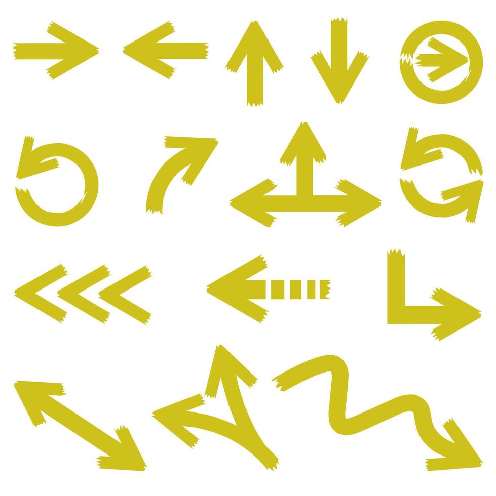 Set of Yellow arrow symbols like tape vector