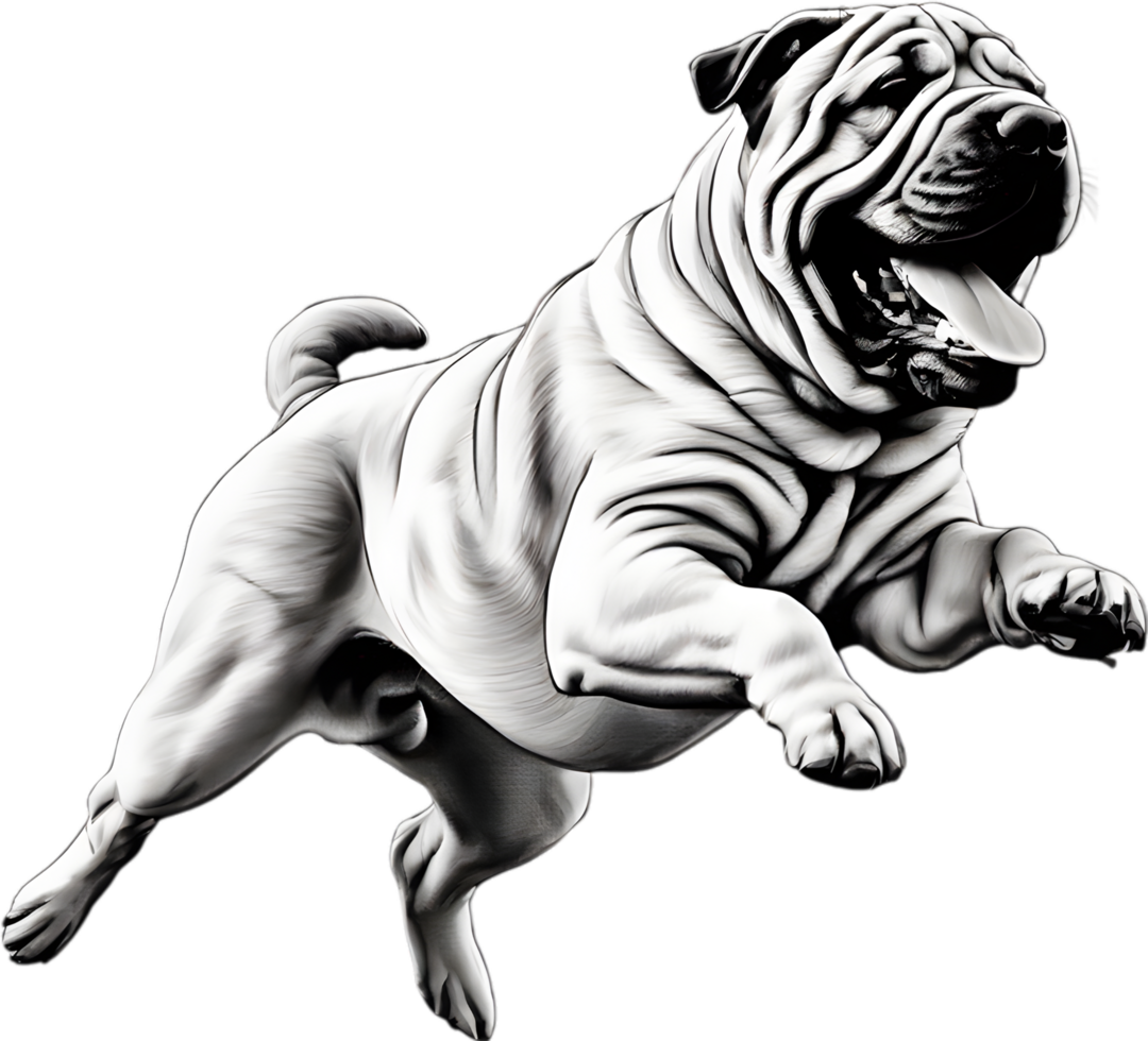 Sharpei dog, known for deep wrinkles. AI-Generated. png