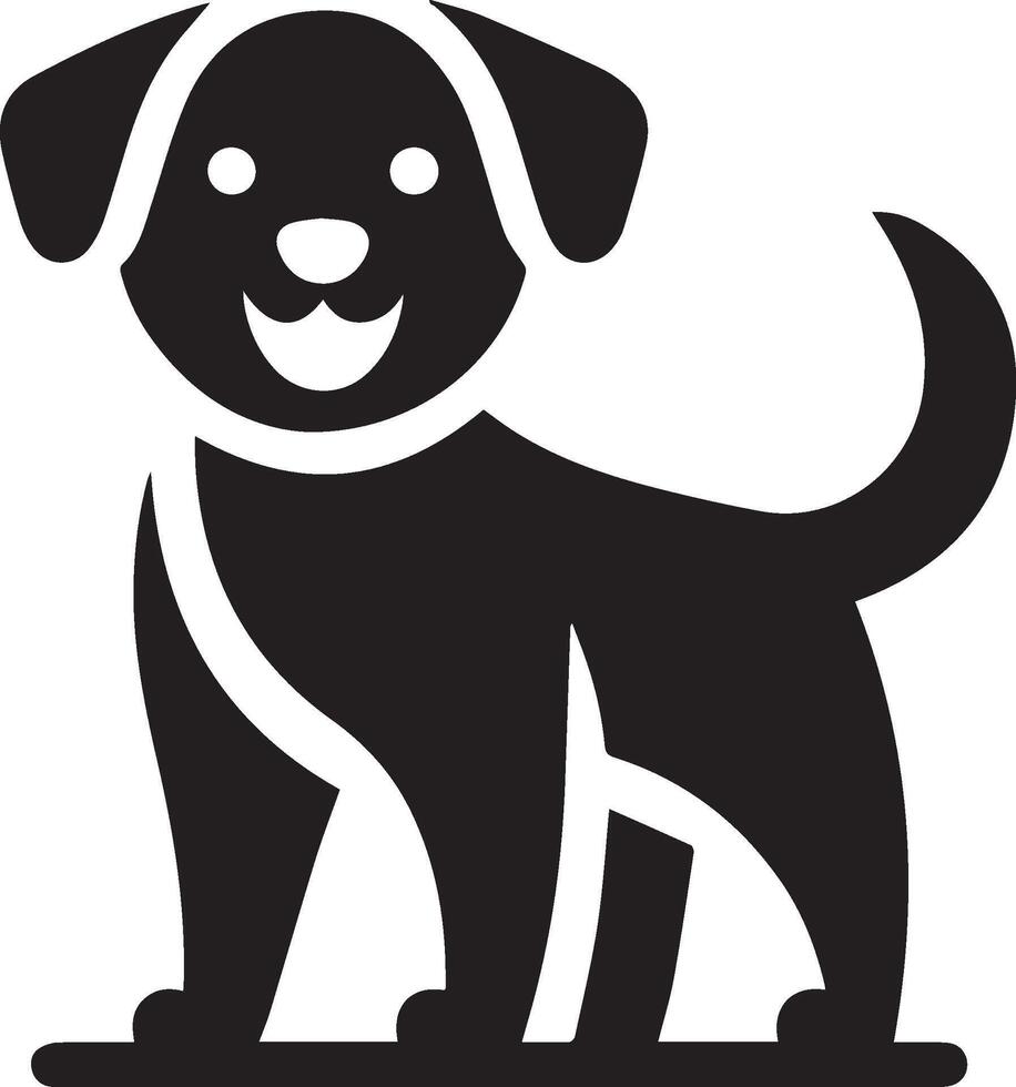 , isolated black silhouette of a cute dog, collection icon set and logo vector