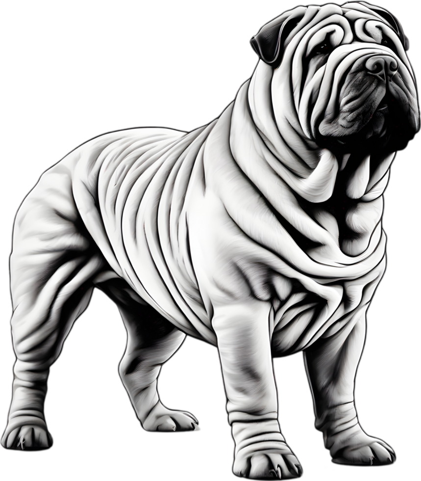 Sharpei dog, known for deep wrinkles and blue-black tongue. AI-Generated. png