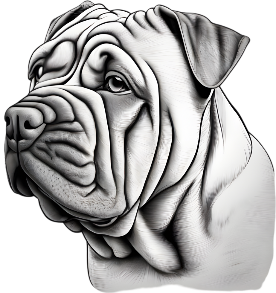 Sharpei dog, known for deep wrinkles and blue-black tongue. AI-Generated. png