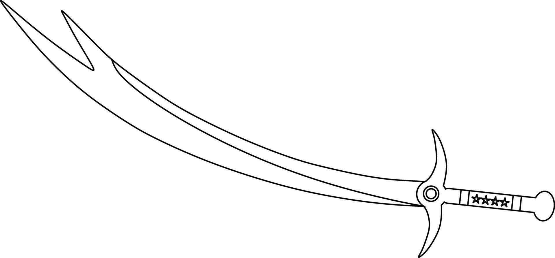illustration and clip art of a sword isolated on white. an outline sketch of a sword vector