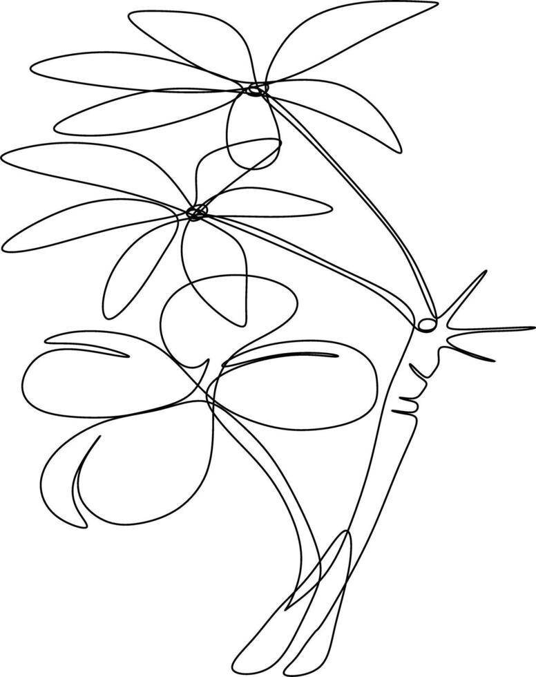 The illustrations and clipart. silhouette of a black and white small wild tree. vector