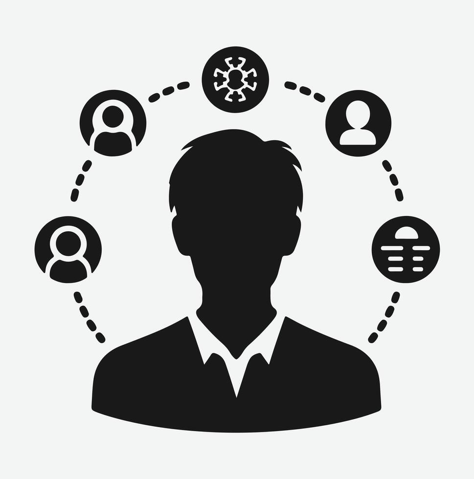 Premium Silhouette Icon of User, Ideal for Websites, Apps, and Graphic Design vector