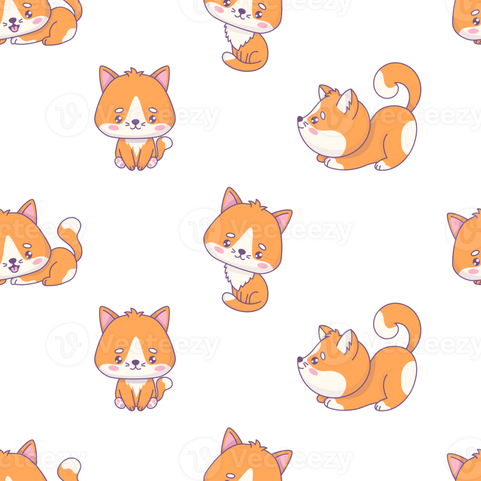 Seamless pattern with cute red cats png