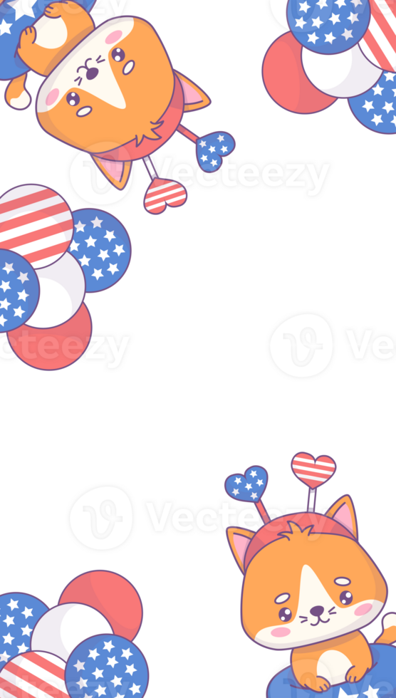 Independence Day poster. Cute patriotic cats png